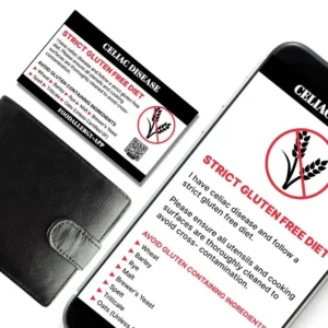 Customizable Gluten Free Cards and Celiac Travel Cards for Phone and Wallet from Food Allergy App by Flappd